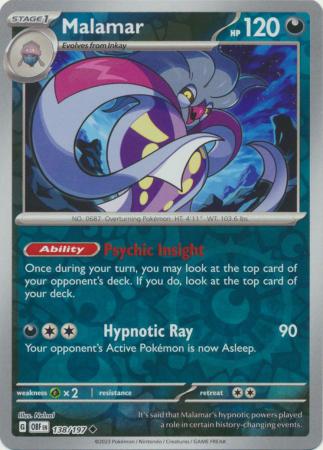 Malamar 138/197 Reverse Holo | Obsidian Flames | Pokemon Card