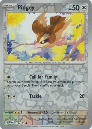 Pidgey 16/165 Reverse Holo | 151 | Pokemon Card
