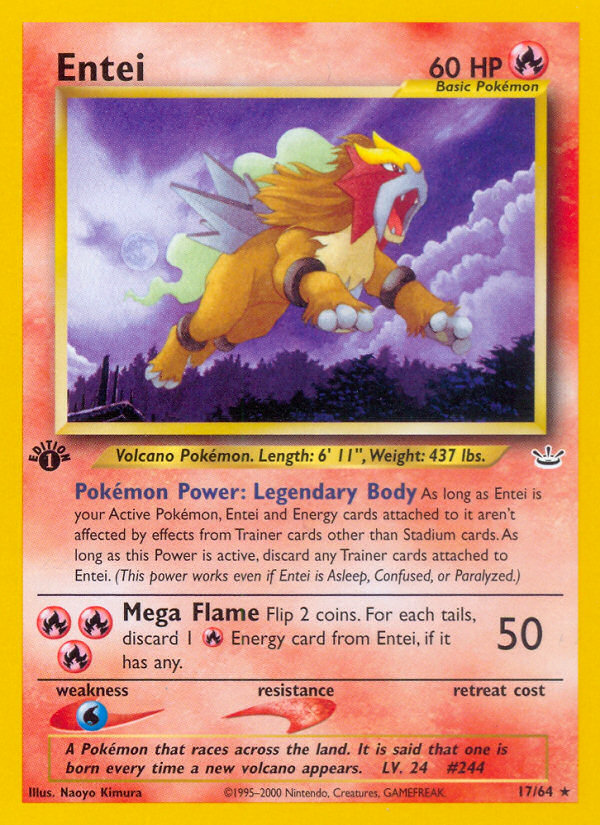 Entei 17/64 Rare | Neo Revelation | Pokemon Card