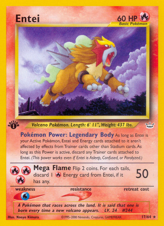 Entei 17/64 Rare | Neo Revelation | Pokemon Card