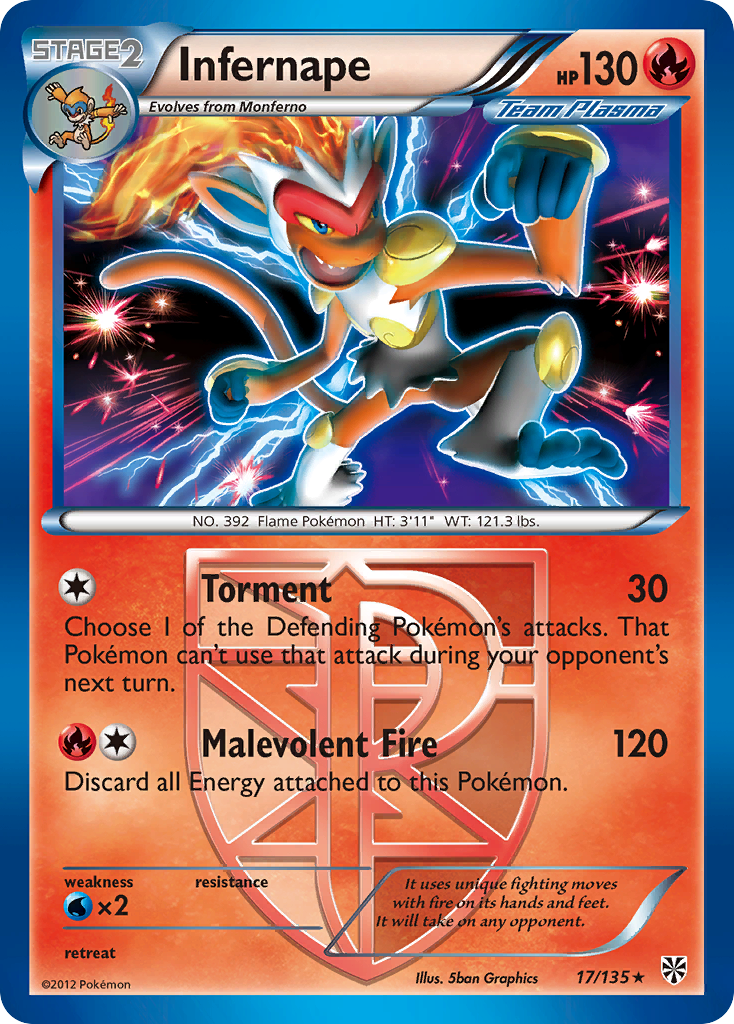 Infernape 17/135 Rare Holo | Plasma Storm | Pokemon Card