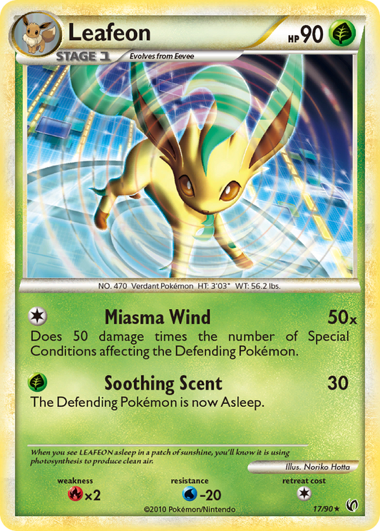 Leafeon 17/90 Rare | HS—Undaunted | Pokemon Card