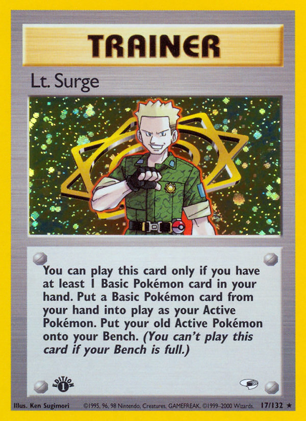 Lt. Surge 17/132 Rare Holo | Gym Heroes | Pokemon Card