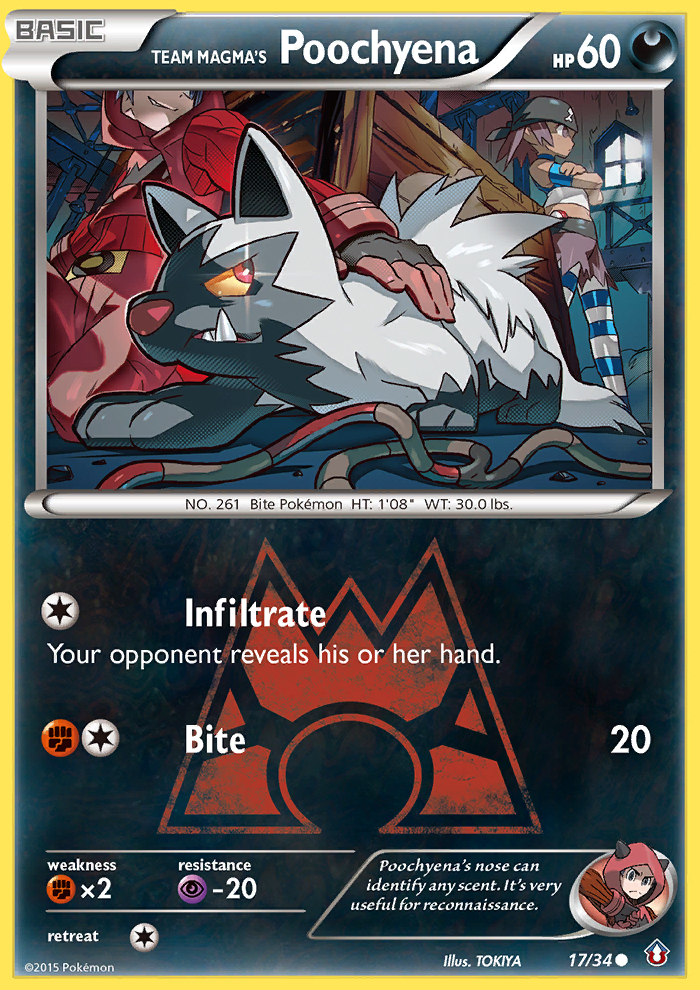 Team Magma's Poochyena 17/34 Common | Double Crisis | Pokemon Card