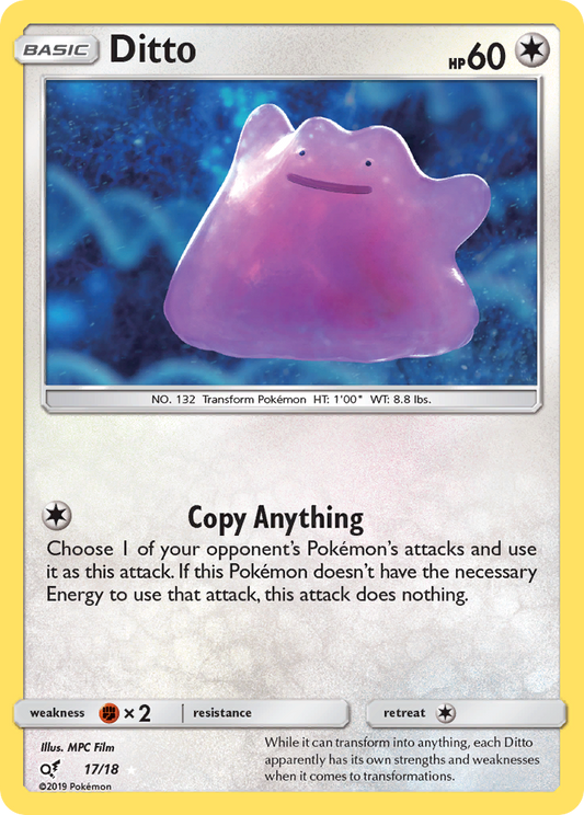 Ditto 17/18 Rare Ultra | Detective Pikachu | Pokemon Card