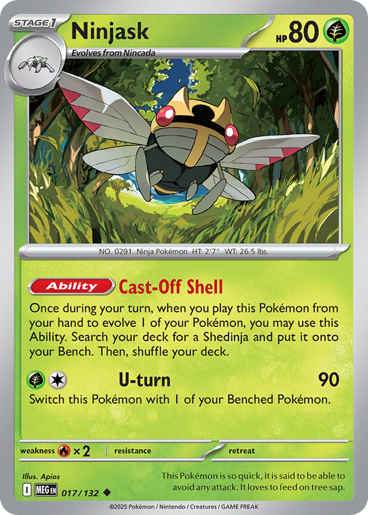 Ninjask 17/132 Uncommon | Mega Evolution | Pokemon Card