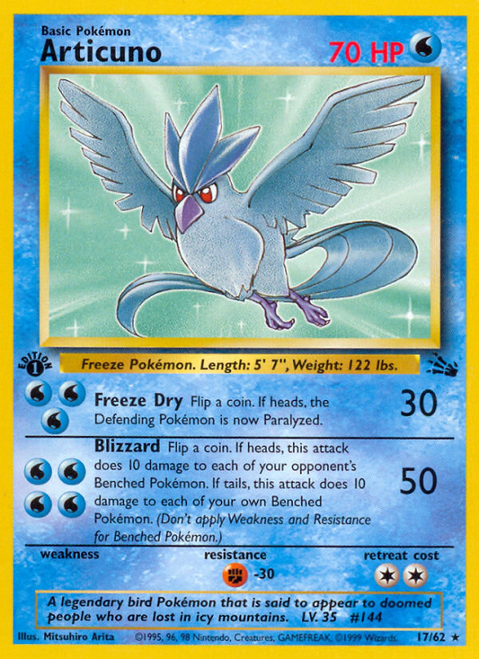 Articuno 17/62 Rare | Fossil | Pokemon Card