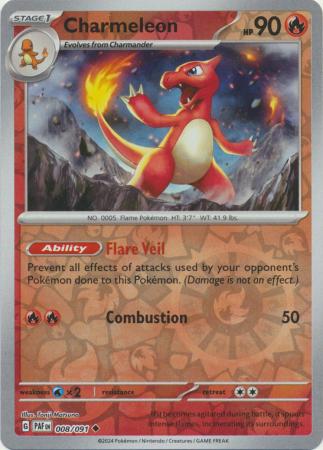 Charmeleon 8/91 Reverse Holo | Paldean Fates | Pokemon Card