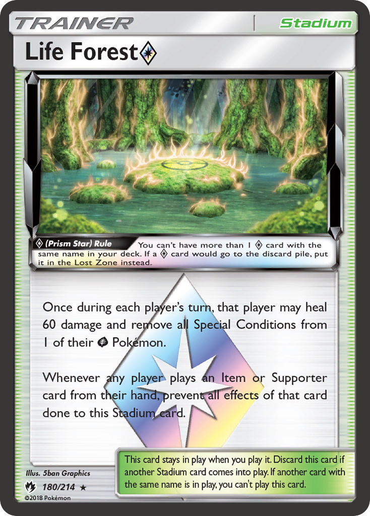 Life Forest ◇ 180/214 Rare Prism Star | Lost Thunder | Pokemon Card