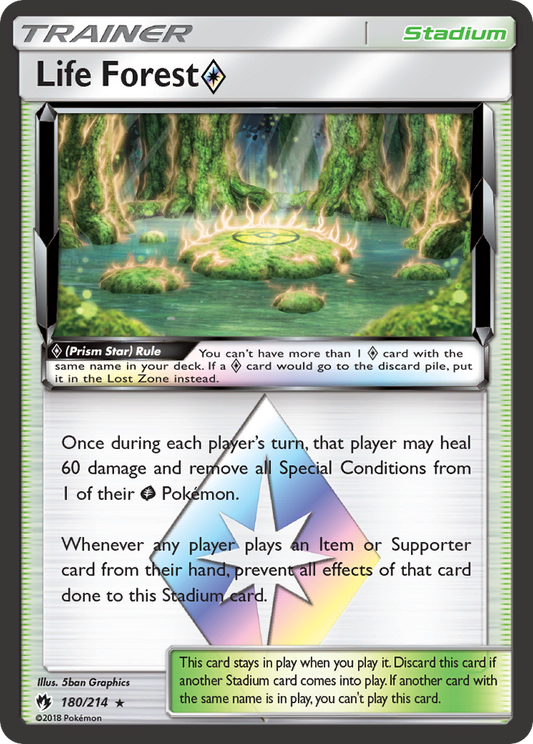 Life Forest ◇ 180/214 Rare Prism Star | Lost Thunder | Pokemon Card