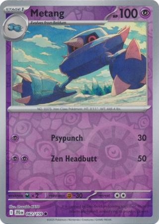 Metang 62/159 Reverse Holo | Journey Together | Pokemon Card