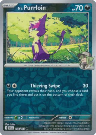 N's Purrloin 96/159 Reverse Holo | Journey Together | Pokemon Card
