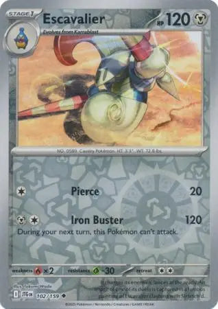 Escavalier 102/159 Reverse Holo | Journey Together | Pokemon Card