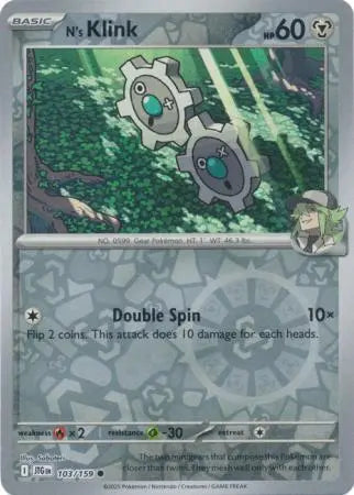 N's Klink 103/159 Reverse Holo | Journey Together | Pokemon Card
