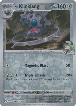 N's Klinklang 105/159 Reverse Holo | Journey Together | Pokemon Card