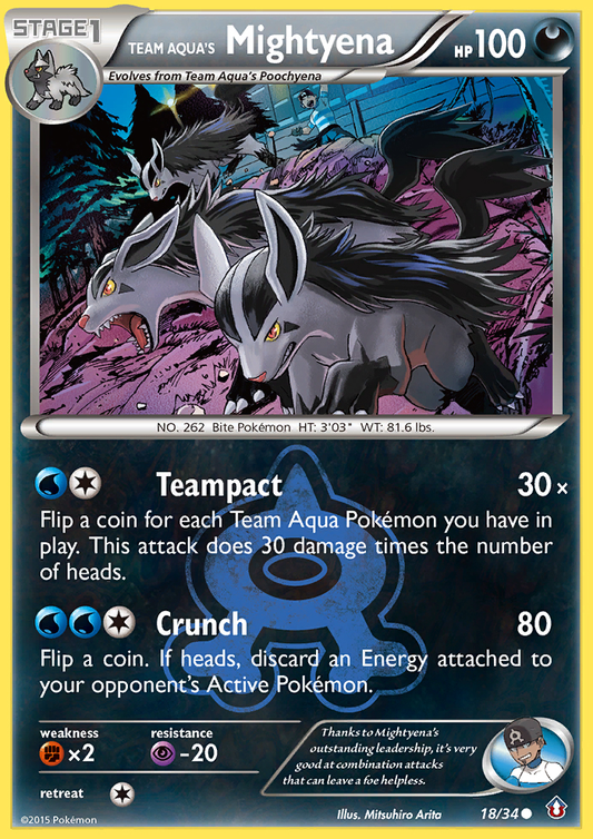 Team Aqua's Mightyena 18/34 Common | Double Crisis | Pokemon Card
