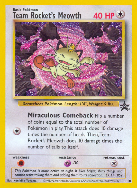 Team Rocket's Meowth 18/53 Promo | Wizards Black Star Promos | Pokemon Card