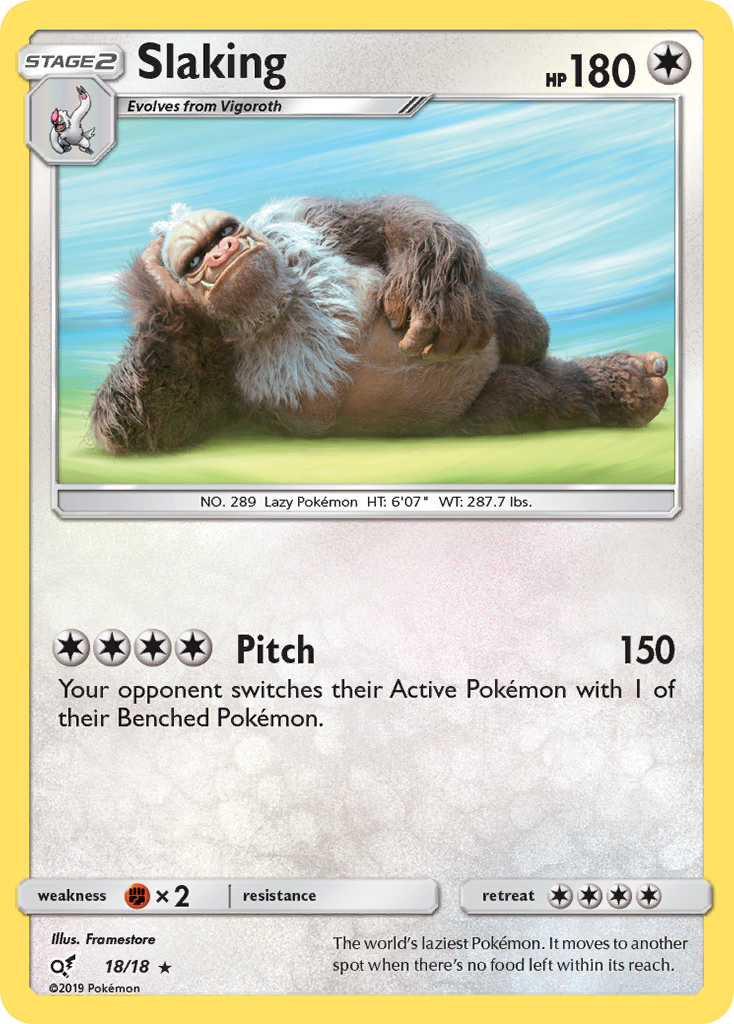 Slaking 18/18 Rare | Detective Pikachu | Pokemon Card