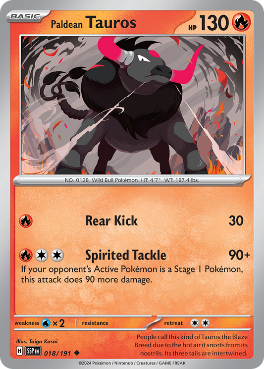 Paldean Tauros 18/191 Uncommon | Surging Sparks | Pokemon Card