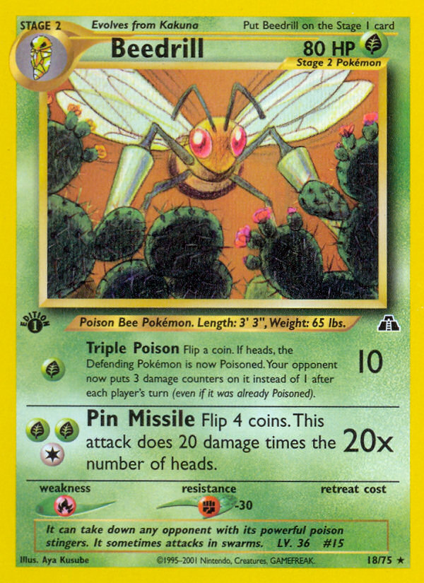Beedrill 18/75 Rare | Neo Discovery | Pokemon Card