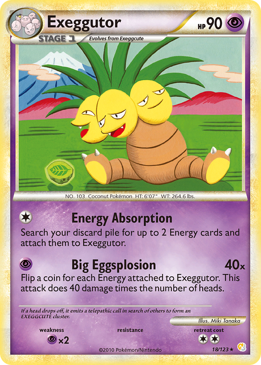 Exeggutor 18/123 Rare | HeartGold & SoulSilver | Pokemon Card