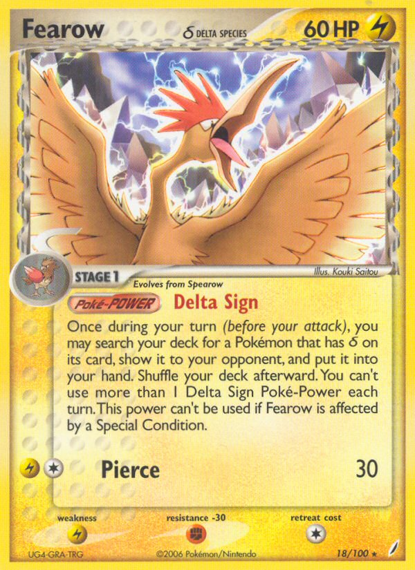 Fearow δ 18/100 Rare | Crystal Guardians | Pokemon Card