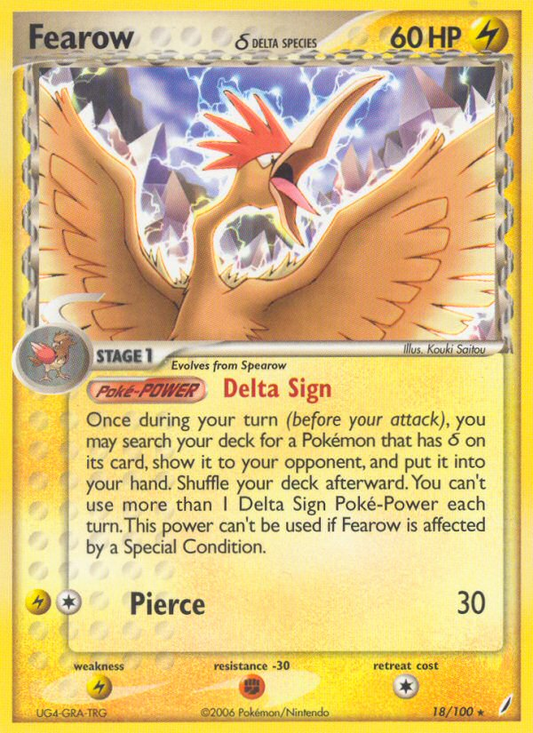 Fearow δ 18/100 Rare | Crystal Guardians | Pokemon Card