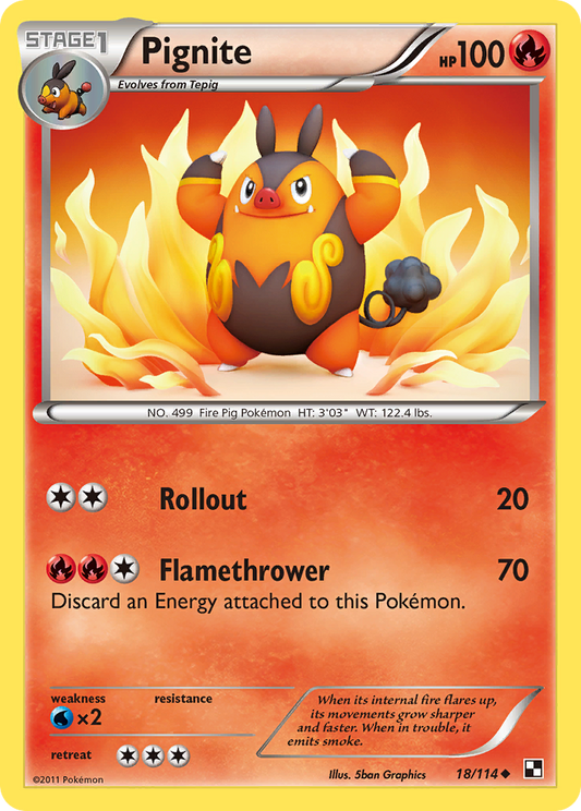 Pignite 18/114 Uncommon | Black & White | Pokemon Card