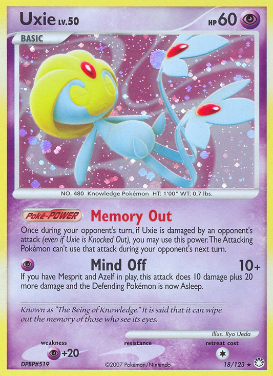 Uxie 18/123 Rare Holo | Mysterious Treasures | Pokemon Card
