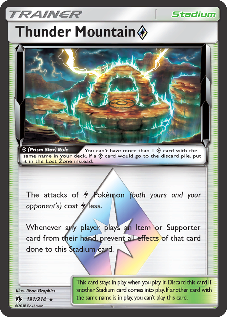Thunder Mountain ◇ 191/214 Rare Prism Star | Lost Thunder | Pokemon Card