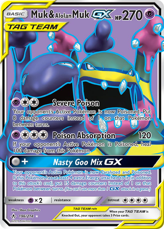 Muk & Alolan Muk-GX 196/214 Rare Ultra | Unbroken Bonds | Pokemon Card