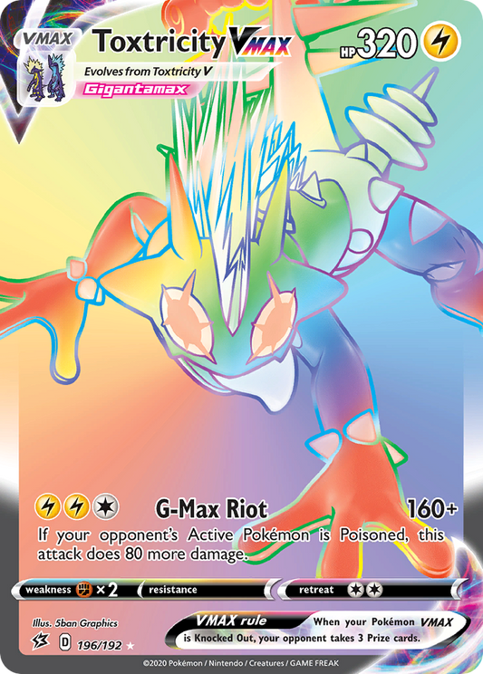 Toxtricity VMAX 196/192 Rare Rainbow | Rebel Clash | Pokemon Card