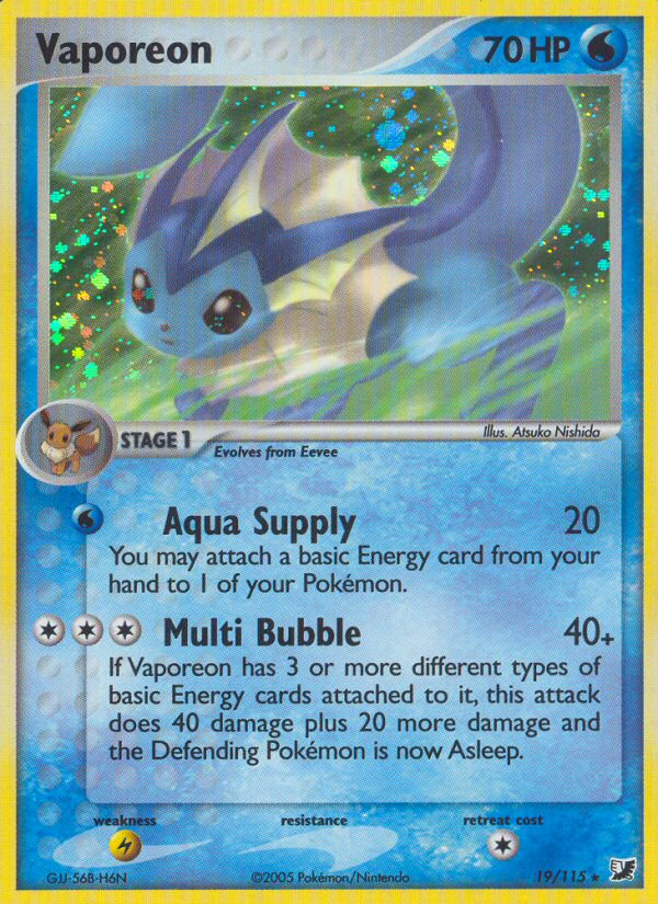 Vaporeon 19/115 Rare Holo | Unseen Forces | Pokemon Card