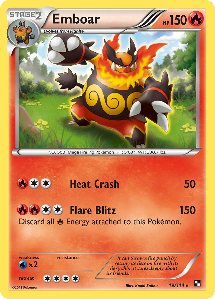 Emboar 19/114 Rare Holo | Black & White | Pokemon Card