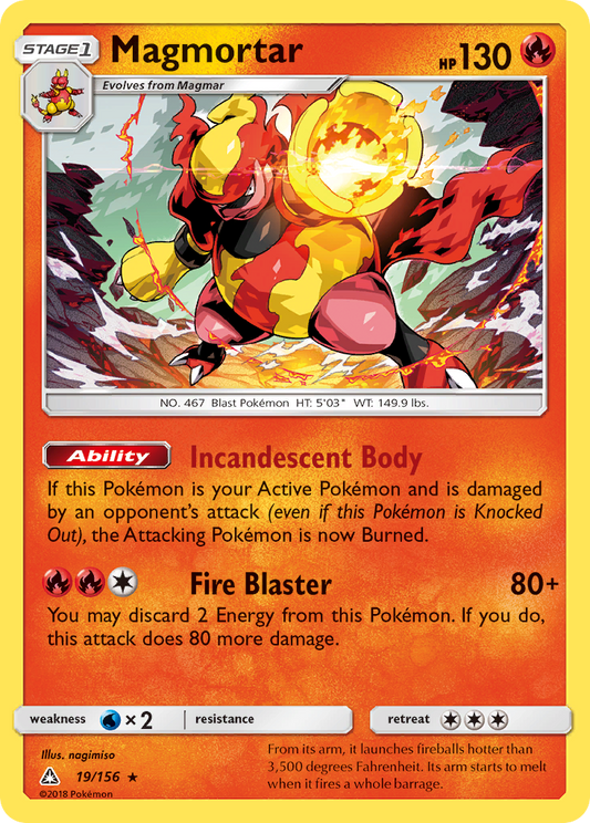 Magmortar 19/156 Rare Holo | Ultra Prism | Pokemon Card