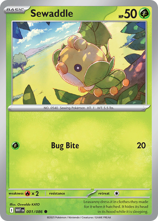 Sewaddle 1/86 Common | White Flare | Pokemon Card