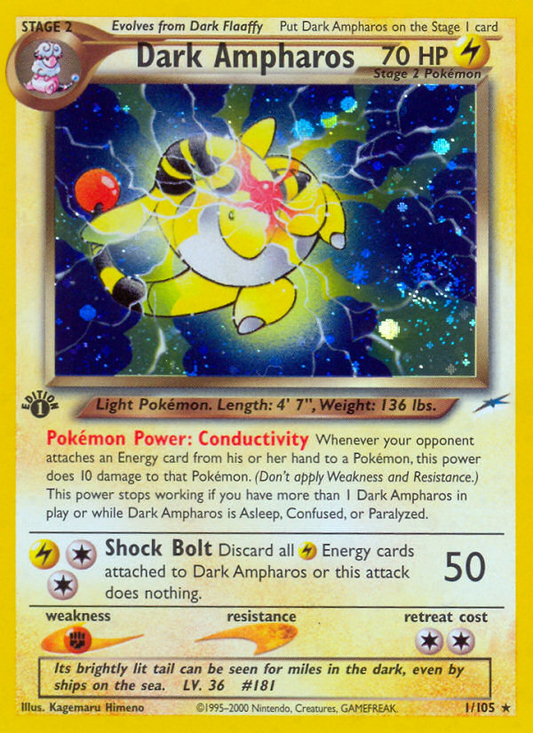 Dark Ampharos 1/105 Rare Holo | Neo Destiny | Pokemon Card