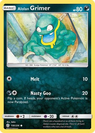 Alolan Grimer 130/236 Reverse Holo | Cosmic Eclipse | Pokemon Card