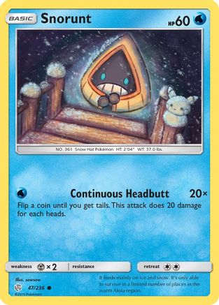 Snorunt 47/236 Reverse Holo | Cosmic Eclipse | Pokemon Card