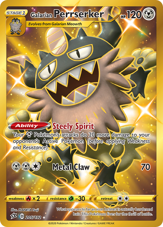 Galarian Perrserker 205/192 Rare Secret | Rebel Clash | Pokemon Card