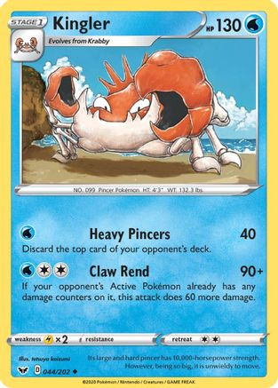 Kingler 44/202 Reverse Holo | Sword & Shield | Pokemon Card