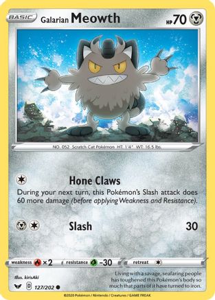Galarian Meowth 127/202 Reverse Holo | Sword & Shield | Pokemon Card