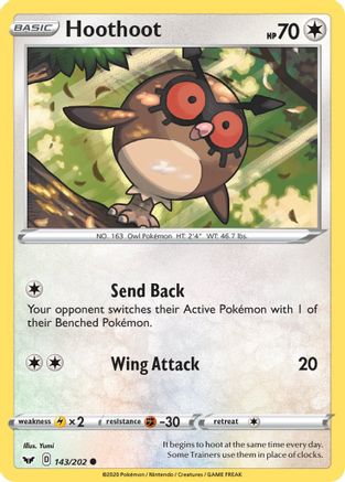 Hoothoot 143/202 Reverse Holo | Sword & Shield | Pokemon Card