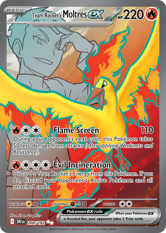 Team Rocket's Moltres ex 208/182 Ultra Rare | Destined Rivals | Pokemon Card