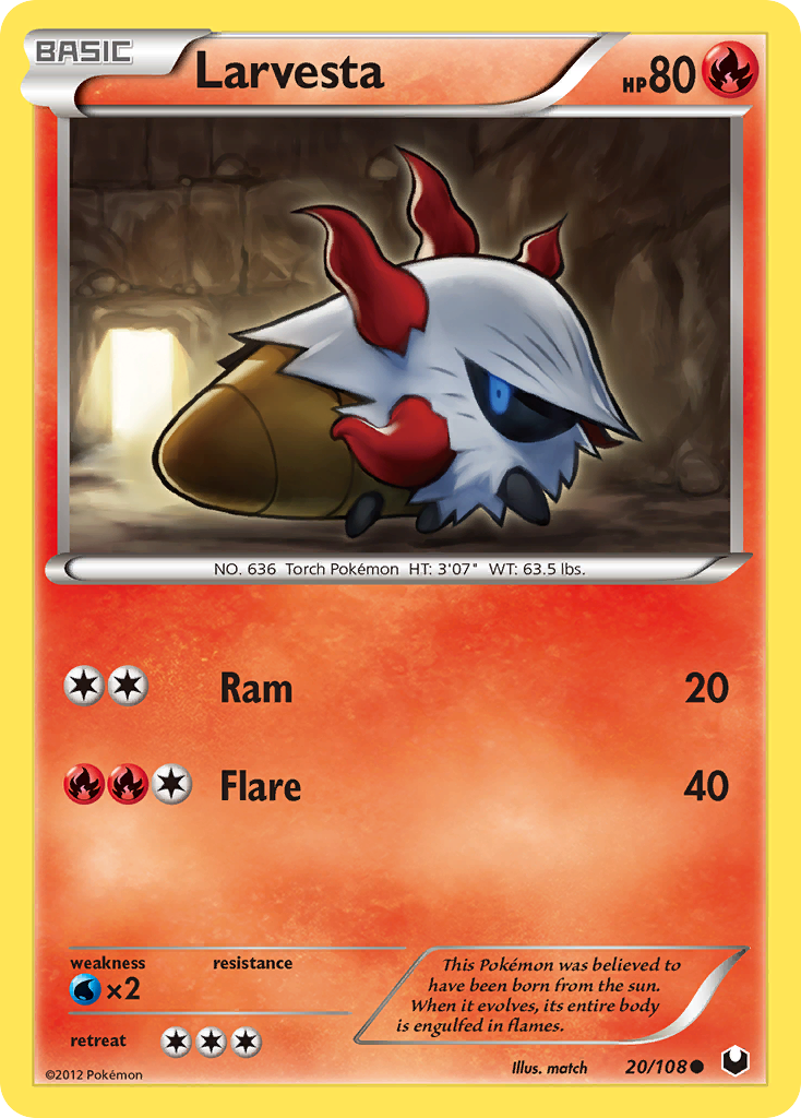 Larvesta 20/108 Common | Dark Explorers | Pokemon Card