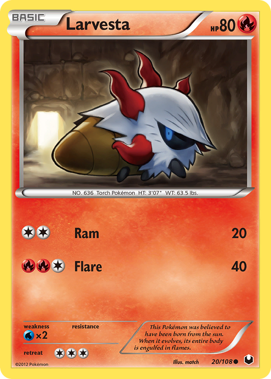 Larvesta 20/108 Common | Dark Explorers | Pokemon Card