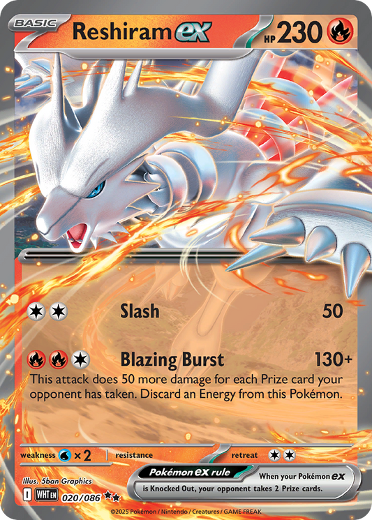 Reshiram ex 20/86 Double Rare | White Flare | Pokemon Card