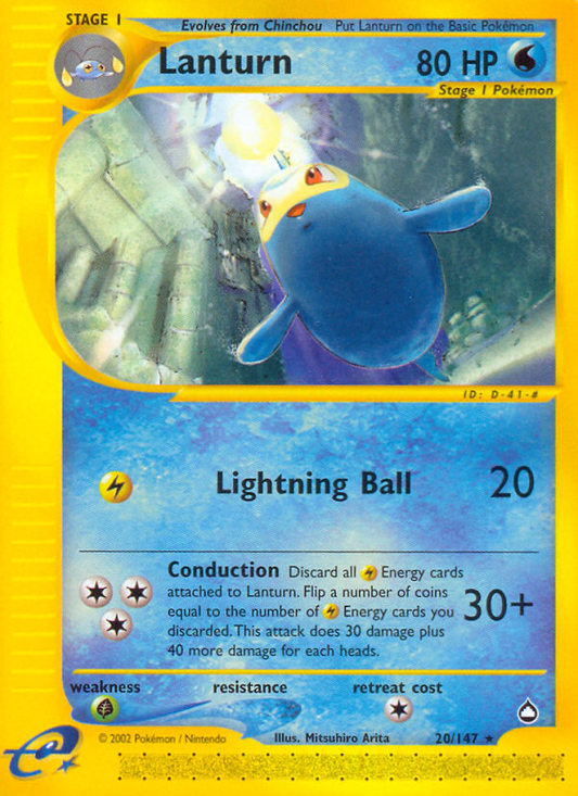 Lanturn 20/147 Rare | Aquapolis | Pokemon Card
