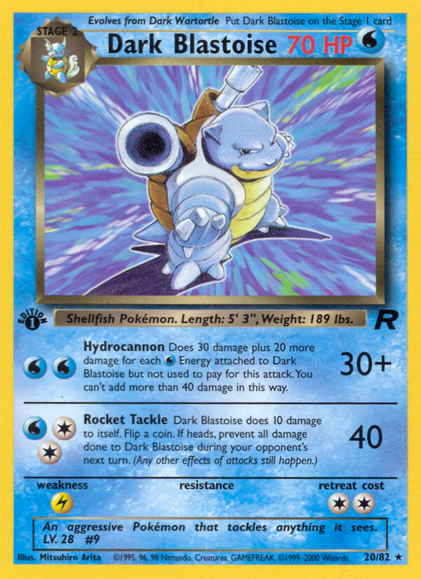 Dark Blastoise 20/82 Rare | Team Rocket | Pokemon Card