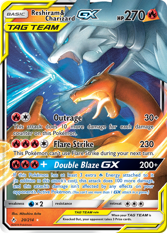 Reshiram & Charizard-GX 20/214 Rare Holo GX | Unbroken Bonds | Pokemon Card